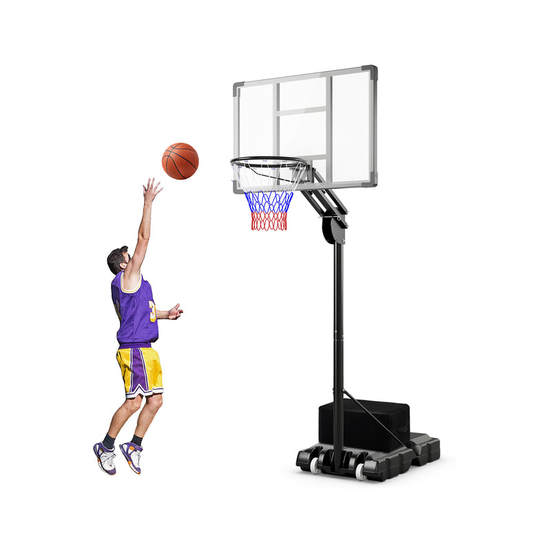 *4.9-10 Feet Adjustable Basketball Hoop with Shatterproof Backboard
