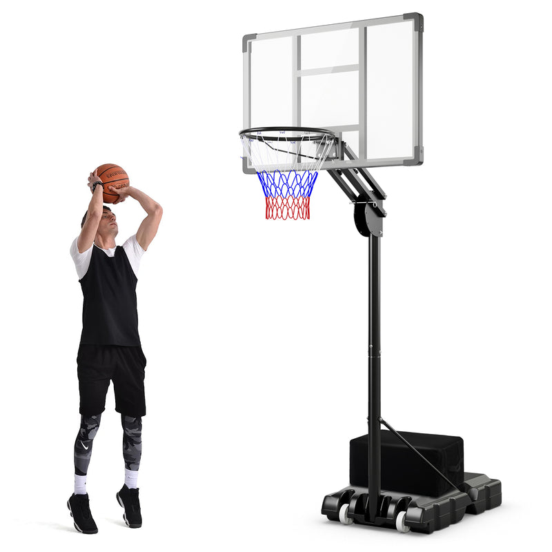 *4.9-10 Feet Adjustable Basketball Hoop with Shatterproof Backboard