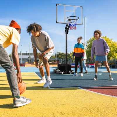 *4.9-10 Feet Adjustable Basketball Hoop with Shatterproof Backboard