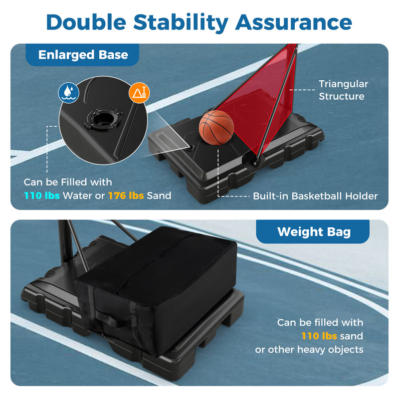 *4.9-10 Feet Adjustable Basketball Hoop with Shatterproof Backboard