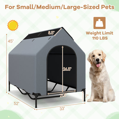 Large/Middle/Small Outdoor Elevated Pet House with Ventilated Windows-L