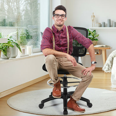 *Adjustable Height Mid Back Mesh Drafting Office Chair
