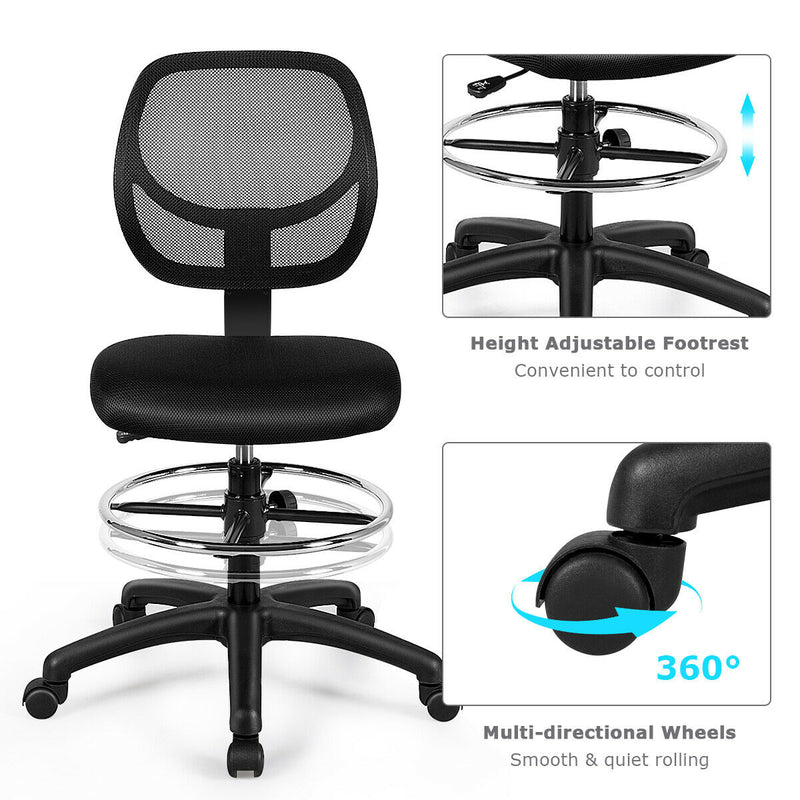 *Adjustable Height Mid Back Mesh Drafting Office Chair
