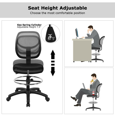 *Adjustable Height Mid Back Mesh Drafting Office Chair