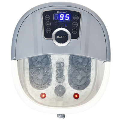 Portable Electric Foot Spa Bath Shiatsu Roller Motorized Massager-Gray