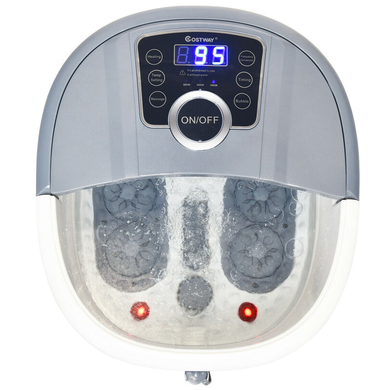 Portable Electric Foot Spa Bath Shiatsu Roller Motorized Massager-Gray