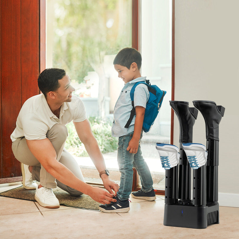 Prevent Odor Mold & Bacteria 4 Shoe Electric Dryer with Timer-Black