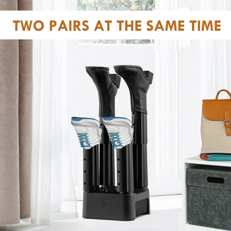 Prevent Odor Mold & Bacteria 4 Shoe Electric Dryer with Timer-Black