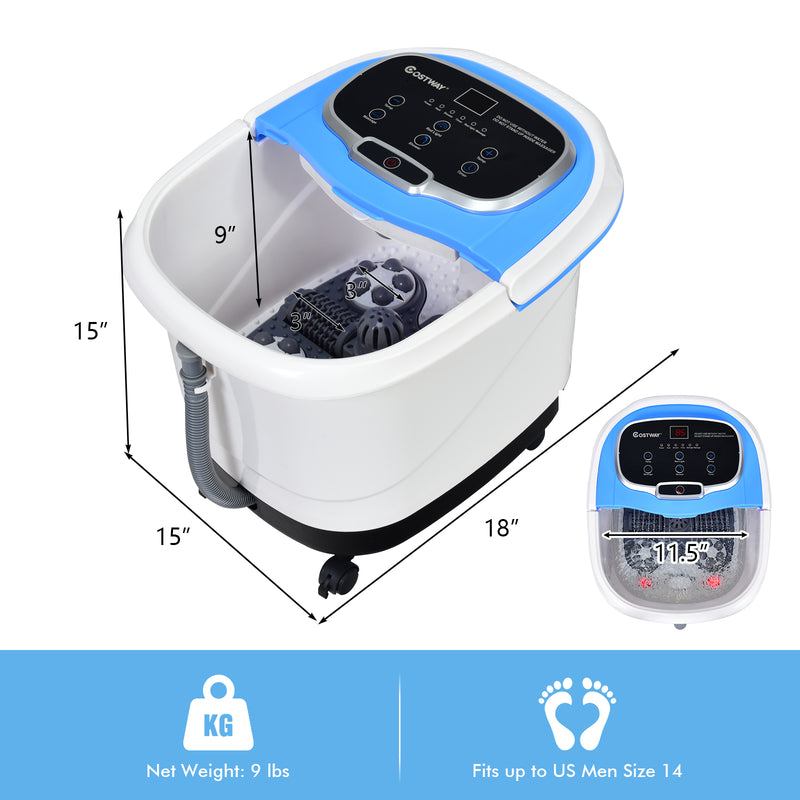 *Portable All-In-One Heated Foot Bubble Spa Bath Motorized Massager - Blue
