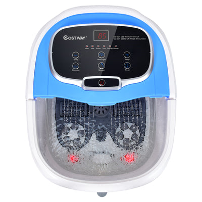 *Portable All-In-One Heated Foot Bubble Spa Bath Motorized Massager - Blue