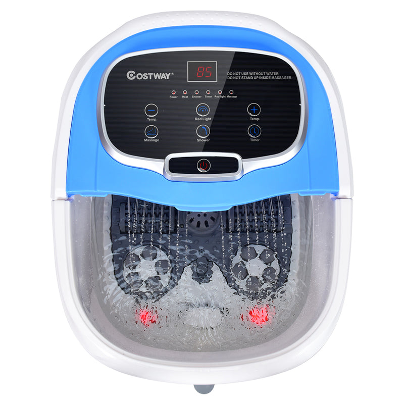 *Portable All-In-One Heated Foot Bubble Spa Bath Motorized Massager - Blue