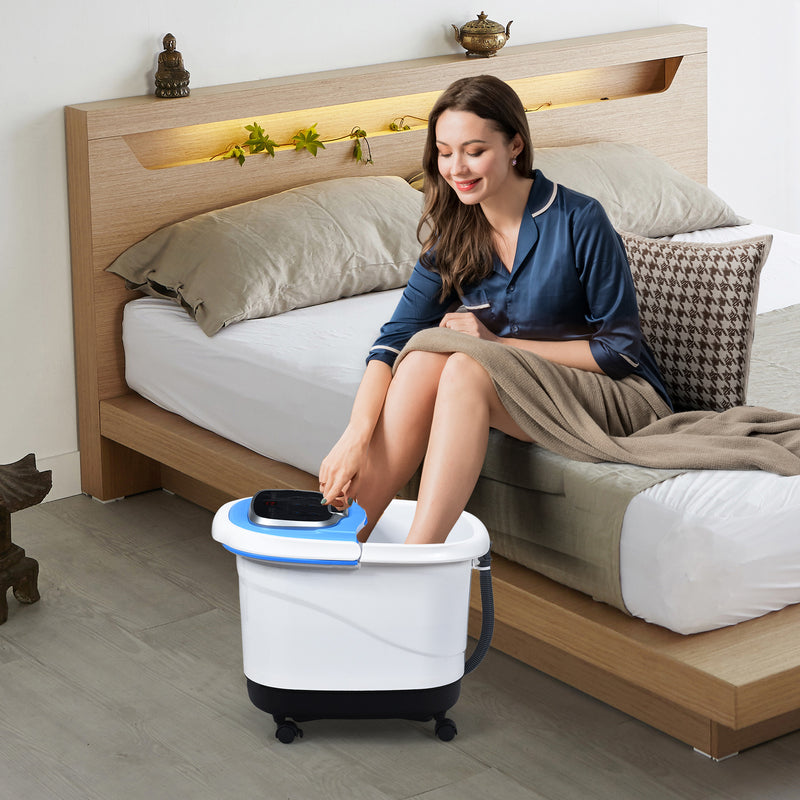 *Portable All-In-One Heated Foot Bubble Spa Bath Motorized Massager - Blue