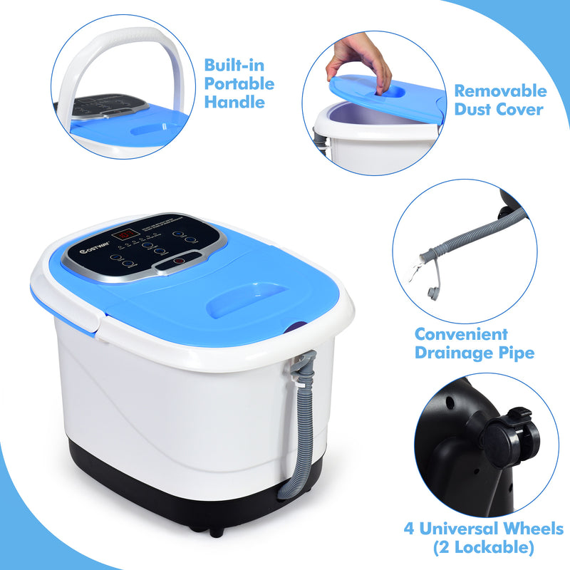 *Portable All-In-One Heated Foot Bubble Spa Bath Motorized Massager - Blue