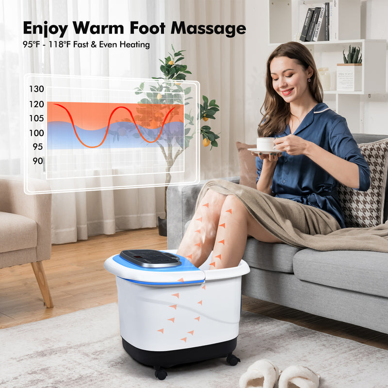 *Portable All-In-One Heated Foot Bubble Spa Bath Motorized Massager - Blue
