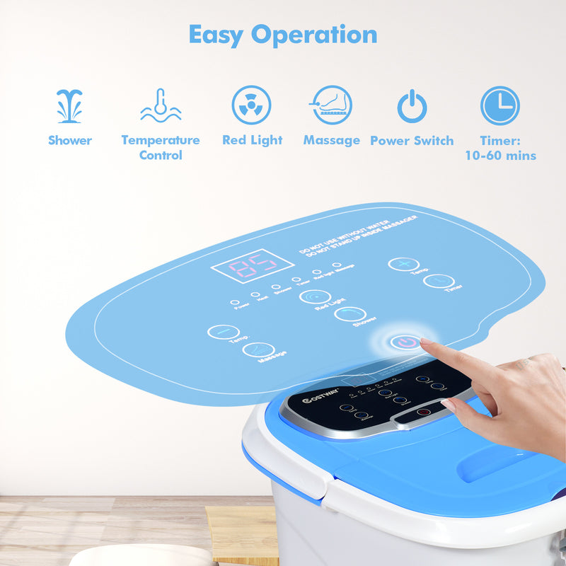 *Portable All-In-One Heated Foot Bubble Spa Bath Motorized Massager - Blue