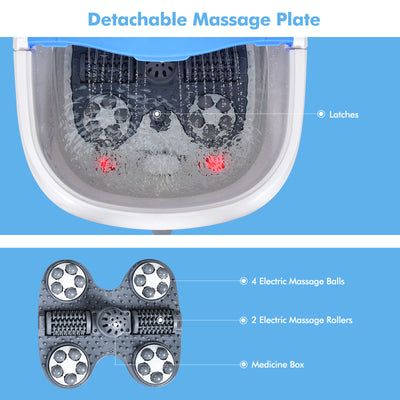 *Portable All-In-One Heated Foot Bubble Spa Bath Motorized Massager - Blue