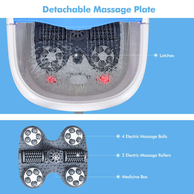 *Portable All-In-One Heated Foot Bubble Spa Bath Motorized Massager - Blue