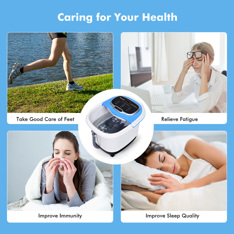 *Portable All-In-One Heated Foot Bubble Spa Bath Motorized Massager - Blue
