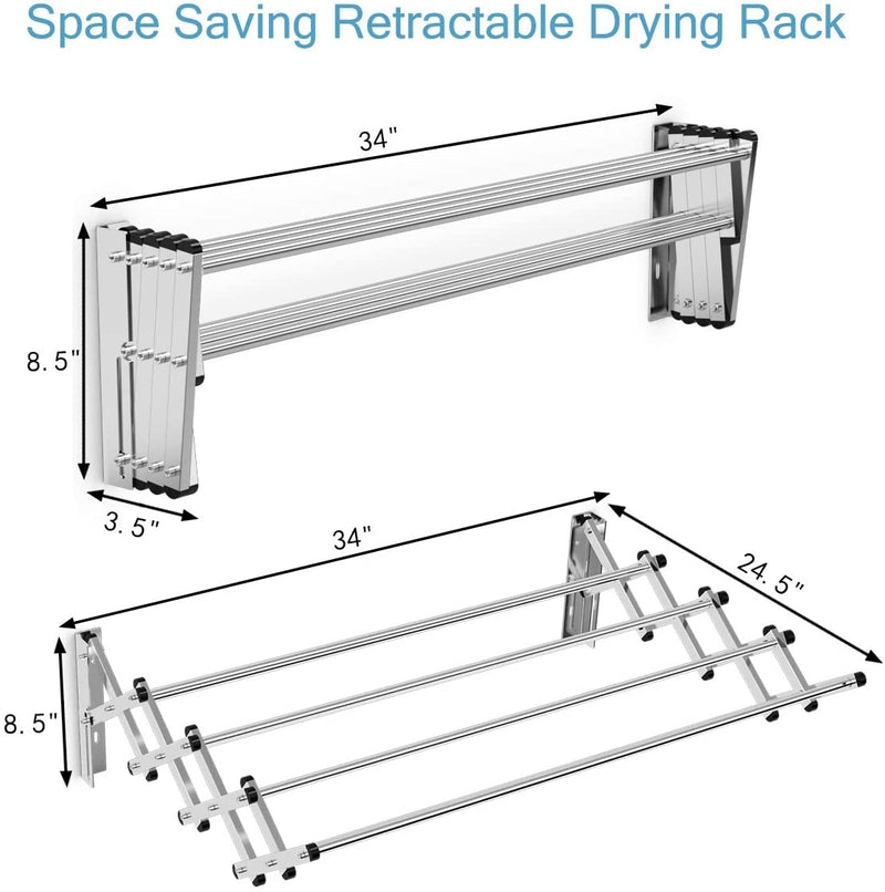Stainless Wall Mounted Expandable Clothes Drying Towel Rack