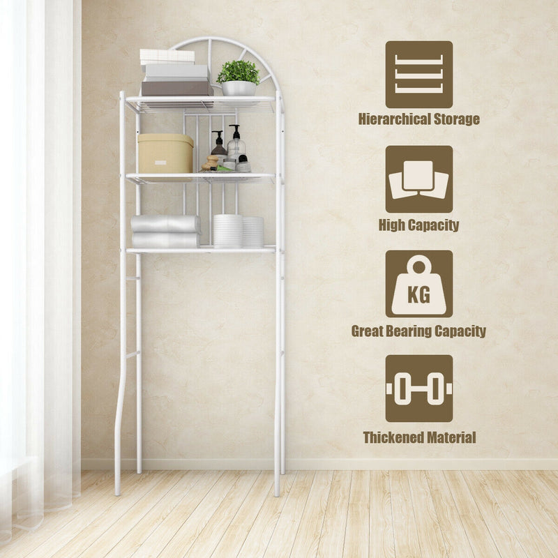 3-Tier Bathroom Rack Over-the-Toilet Storage Rack with 3 Shelves