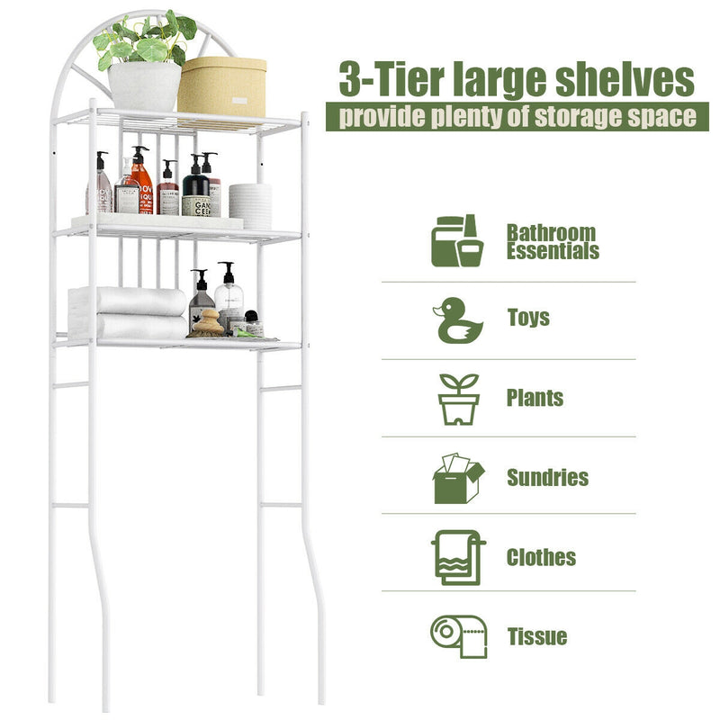 3-Tier Bathroom Rack Over-the-Toilet Storage Rack with 3 Shelves