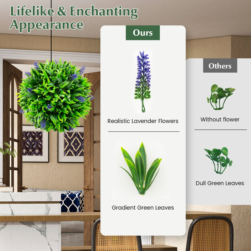 2 Pieces Artificial Lavender Topiary Balls with Flowers
