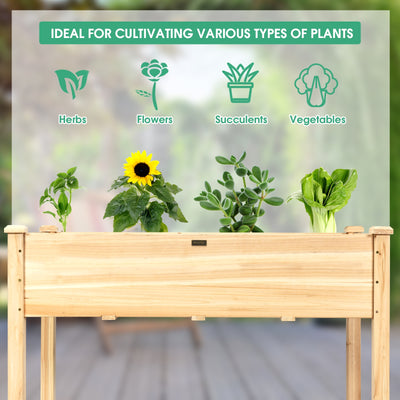 Wooden Raised Vegetable Garden Bed Elevated Grow Vegetable Planter - Natural