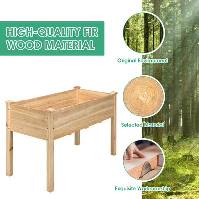 Wooden Raised Vegetable Garden Bed Elevated Grow Vegetable Planter - Natural