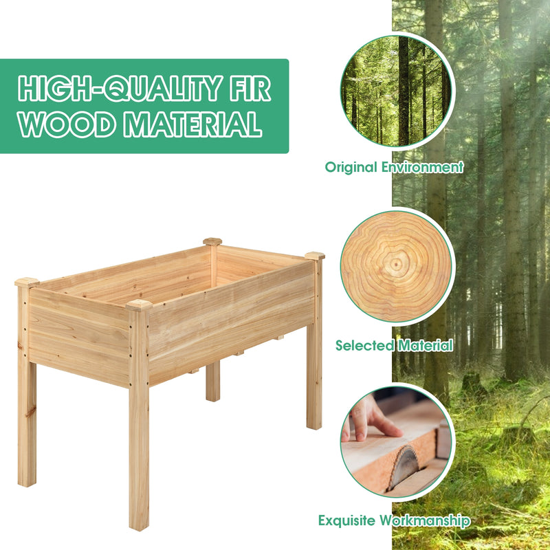 Wooden Raised Vegetable Garden Bed Elevated Grow Vegetable Planter - Natural