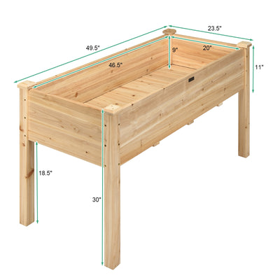 Wooden Raised Vegetable Garden Bed Elevated Grow Vegetable Planter - Natural