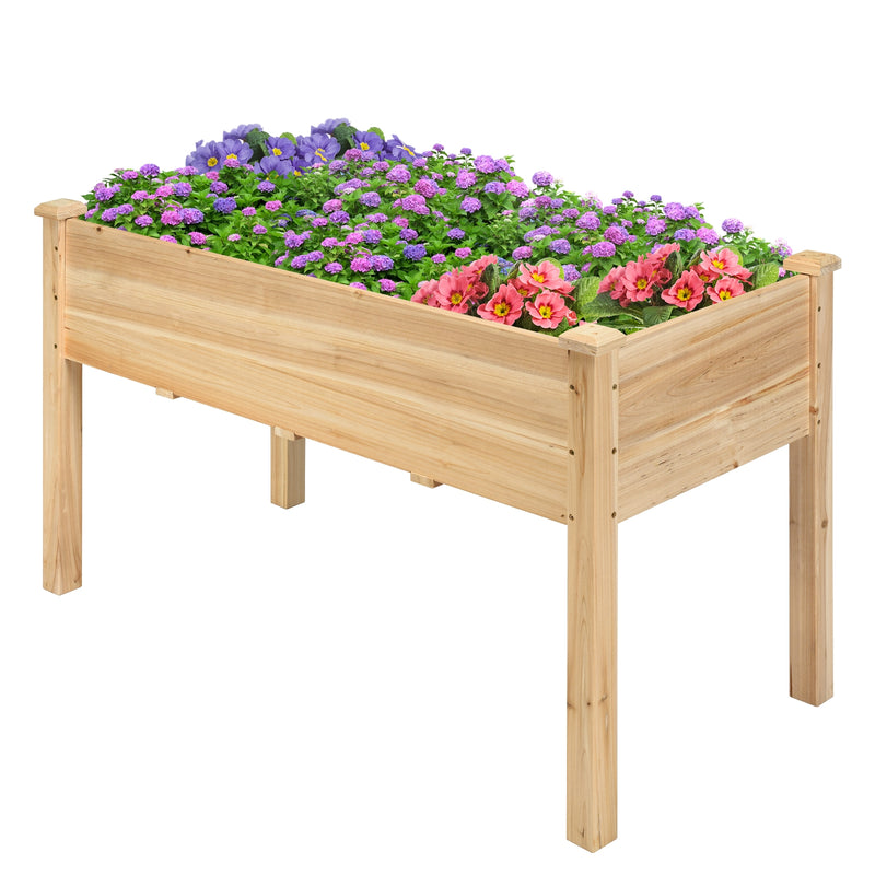Wooden Raised Vegetable Garden Bed Elevated Grow Vegetable Planter - Natural