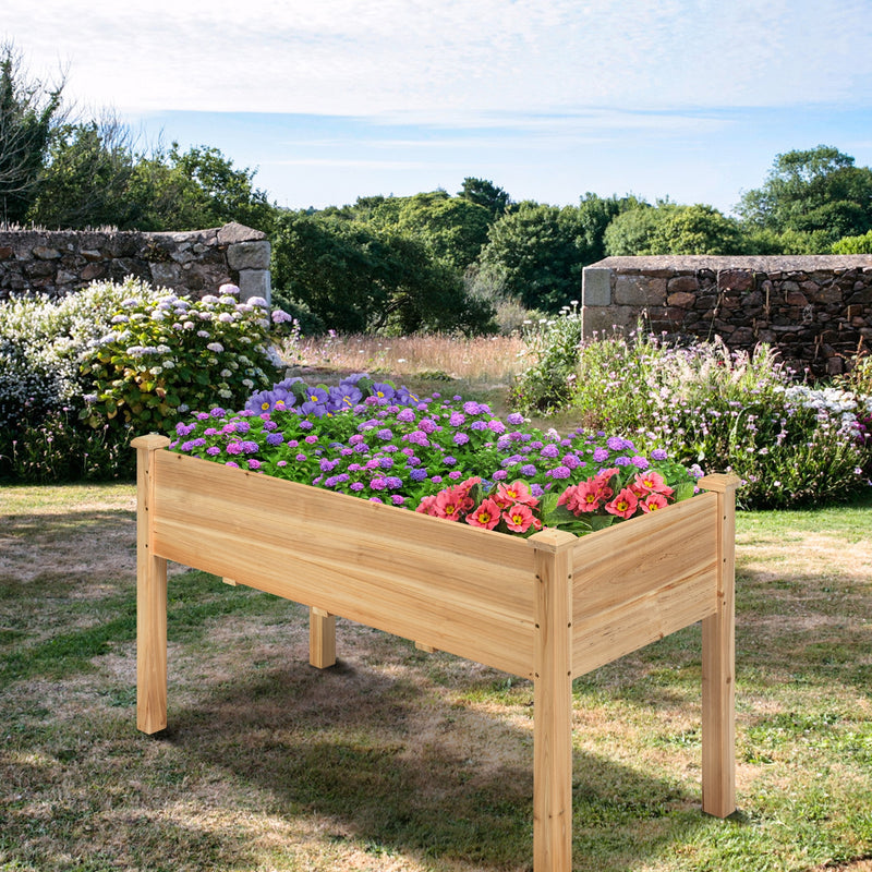 Wooden Raised Vegetable Garden Bed Elevated Grow Vegetable Planter - Natural