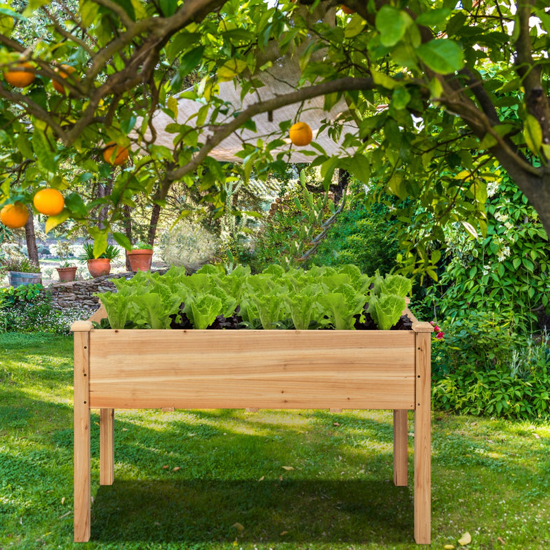 Wooden Raised Vegetable Garden Bed Elevated Grow Vegetable Planter - Natural