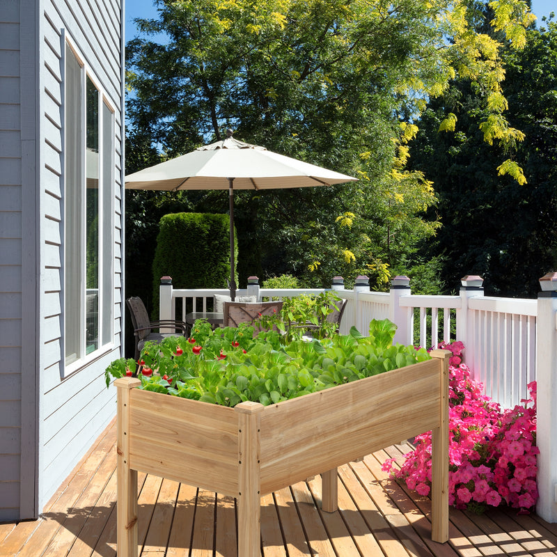 Wooden Raised Vegetable Garden Bed Elevated Grow Vegetable Planter - Natural