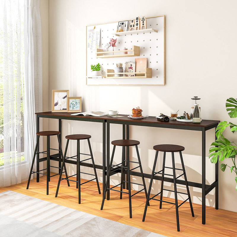 3 Piece Pub Table and Stools Kitchen Dining Set-Brown