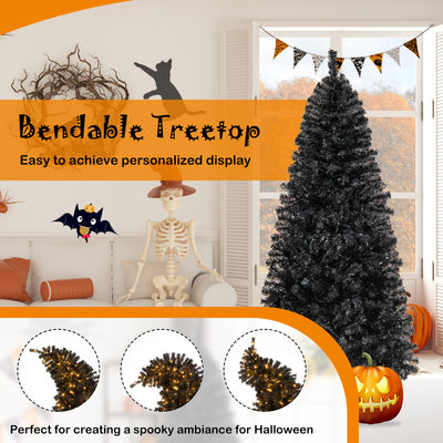 6/7 FT Artificial Christmas Tree with Bendable Top Section and Warm Light-6 FT