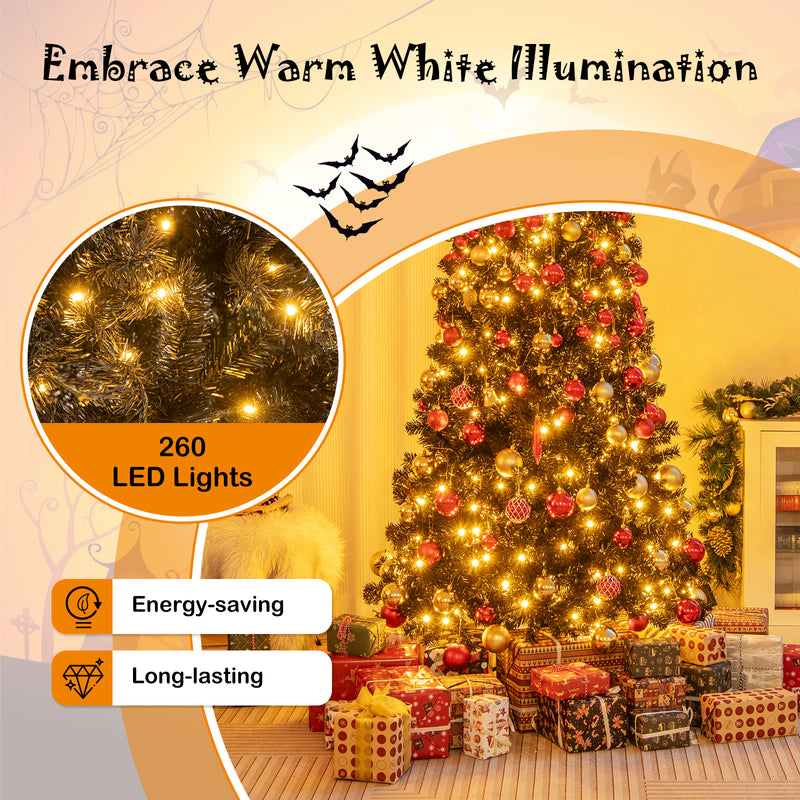 6/7 FT Artificial Christmas Tree with Bendable Top Section and Warm Light-6 FT