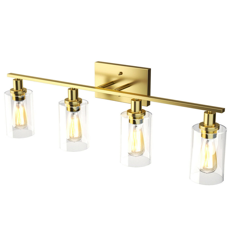 4-Light Wall Sconce with Clear Glass Shade-Golden