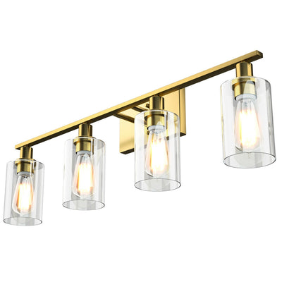 4-Light Wall Sconce with Clear Glass Shade-Golden