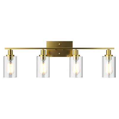 4-Light Wall Sconce with Clear Glass Shade-Golden