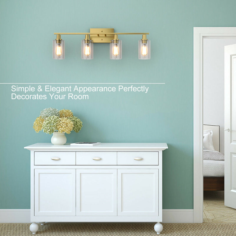 4-Light Wall Sconce with Clear Glass Shade-Golden