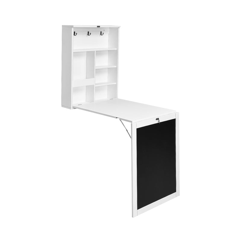 *Convertible Wall Mounted Table with A Chalkboard - White