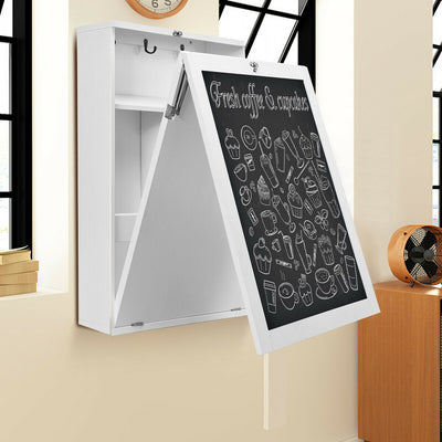 *Convertible Wall Mounted Table with A Chalkboard - White
