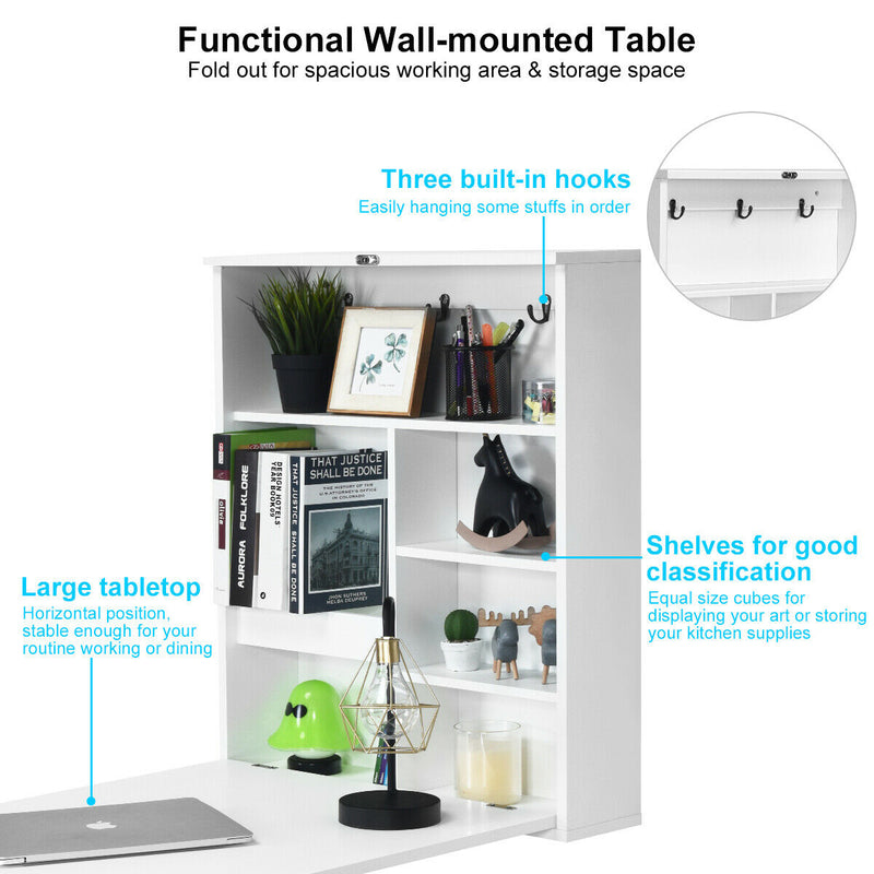 *Convertible Wall Mounted Table with A Chalkboard - White