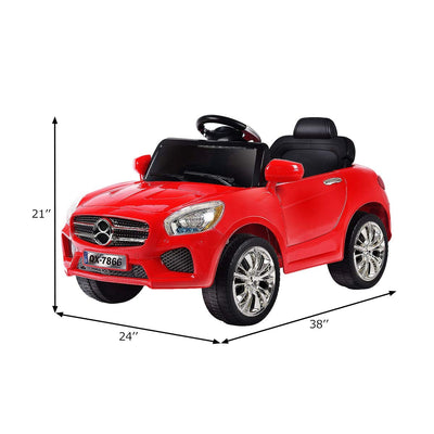 6 V Kids Ride on Car w/ RC + LED Lights + MP3- Red