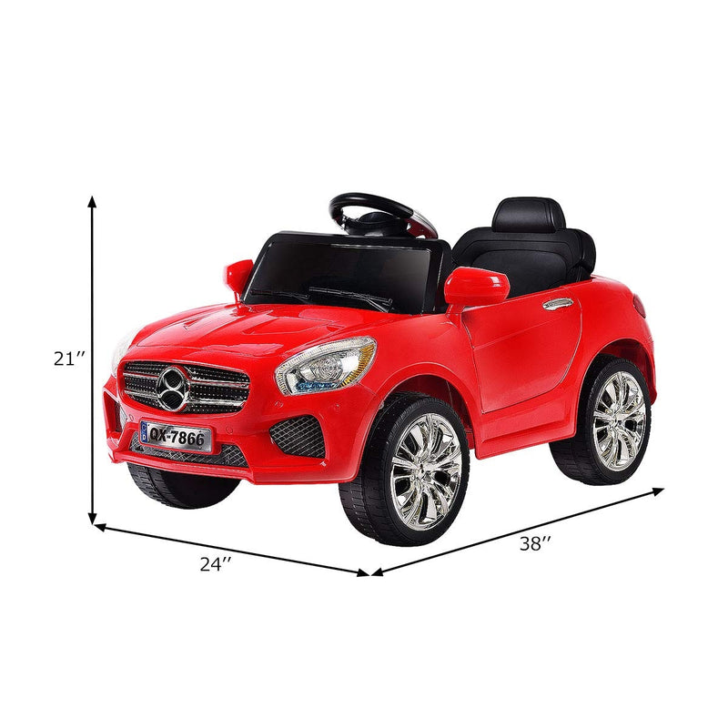 6 V Kids Ride on Car w/ RC + LED Lights + MP3- Red