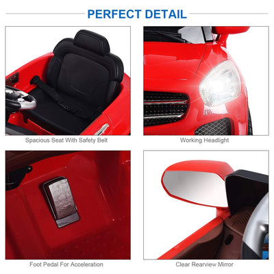 6 V Kids Ride on Car w/ RC + LED Lights + MP3- Red