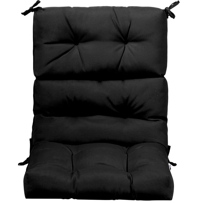 *Tufted Patio High Back Chair Cushion with Non-Slip String Ties - Black