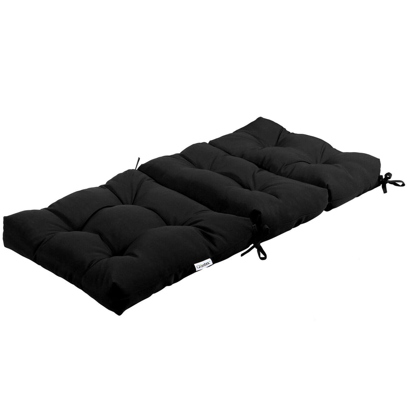 *Tufted Patio High Back Chair Cushion with Non-Slip String Ties - Black