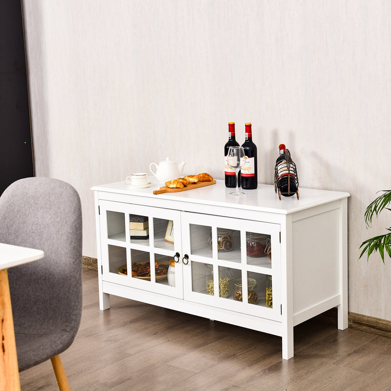 50 Inch Modern Wood Large TV Stand Entertainment Center for TV-White